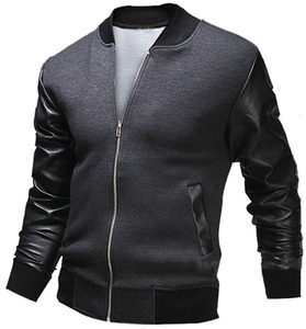 Chaqueta Varsity de Béisbol con Mangas de Cuero, Frente de Lona Recubierta, Antibacteriana, para Hombre, Informal, Invierno 2026 - Product Image 6
