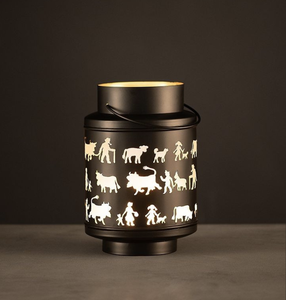 Decorative Metal <b>Lantern</b> <b>Set</b> with Mountain Wildlife Cutout Design Hanging Candle Holder for Home Décor and Outdoor Ambience Lamp - Product Image 6