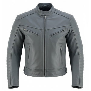 Veste de moto tendance, imperméable, coupe-vent, respirante, de haute qualité, pour homme, en cuir véritable, durable, confortable, coupe régulière, toutes tailles - Product Image 1