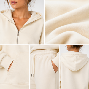 Custom Women's Oversized Zip Up Hoodie Wide Leg Sweatpants Lounge <b>Set</b> Premium Fleece Tracksuit OEM ODM Private Label - Product Image 6