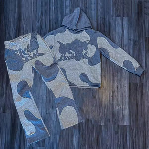 Conjunto Deportivo Cortavientos para Hombre con Logotipo Personalizado, Pantalones Joggers Transpirables, Ecológicos, de Secado Rápido, Antibacterianos, de Poliéster/Algodón - Product Image 1