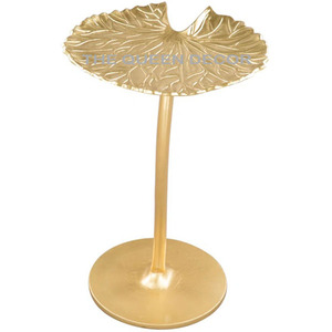 Modern Style Metal End <b>Table</b> Gold Finished Leaf <b>Top</b> Home <b>Decor</b> Furniture Rounded <b>Top</b> Living Room Furniture - Product Image 1