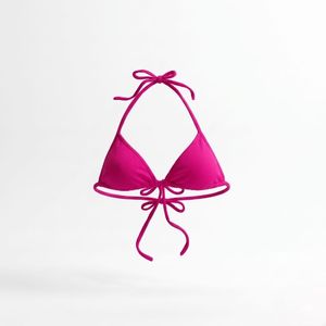 Haut de bikini noir pour femme avec cordon de serrage à l'avant et bretelles réglables, maillot de bain uni en spandex et polyester - Product Image 6
