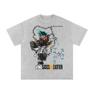 T-shirt décontracté en coton lavé, texture délavée, style urbain, confortable, haut de gamme pour tous les jours, mode urbaine moderne pour hommes et femmes - Product Image 1