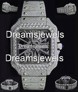 VVS Stainless Steel Square Glass <b>Crystal</b> Analog Display Quartz Movement 5mm Thickness Luxury Antique Hip-Hop Watch Auto Date - Product Image 2