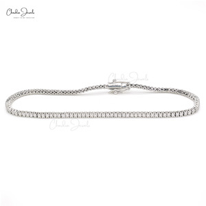 สร้อยข้อมือเทนนิสทองคำแท้ 14k ขายดีที่สุด ขนาด 1.5 มม. ประดับเพชรขาวทรงกลมแบบฝังเต็ม ทำด้วยมือ ราคาขายส่ง - Product Image 2