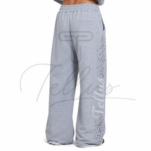 Custom Screen Printed Logo Heavyweight Solid Color Baggy 2026 New Arrival Women's Sweatpants Fleece Sweatpants Women - Product Image 4