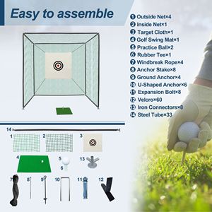 Red de Práctica de Golf de 10x10x10 Pies con Marco Metálico, Kit de Práctica para Interiores y Exteriores, Ayudas para el Entrenamiento - Product Image 3