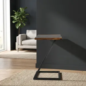 Handmade <b>Wooden</b> Epoxy Resin <b>Square</b> Side <b>Table</b> Metal Leg Lamp <b>Table</b> Vase Stand End <b>Table</b> Small Space <b>Coffee</b> Furniture - Product Image 5
