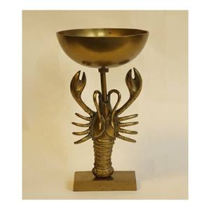 ชามโลบสเตอร์ทรงฐาน ขัดเงาทองเหลืองโบราณ ผลิตจากอลูมิเนียมอัลลอยด์ สำหรับเสิร์ฟอาหารบนโต๊ะอาหาร งานแต่งงาน งานเลี้ยง ตกแต่งรูปทรงโลบสเตอร์ - Product Image 1