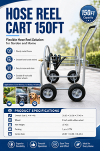 Carrito Enrollador de Manguera Multifunción de 150 pies con 4 Ruedas de Goma para Riego de Jardín, Lavado de Coches y Baño de Mascotas ODGGAD020 - Product Image 6