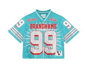 เสื้อยืดคอกว้างแขนสั้นแฟชั่นสตรีทแวร์แบบกำหนดเอง OEM เสื้อเจอร์ซีย์อเมริกันฟุตบอลทรงบ็อกซี่ผ้าตาข่ายแบบครอปสำหรับผู้ชาย - Product Image 3