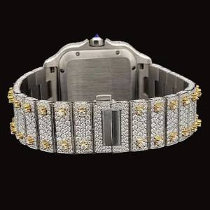 Man's Luxury 925 <b>Sterling</b> <b>Silver</b> <b>Watch</b> Iced-Out Square Case Moissanite Diamond 41mm Analog Display Hip-Hop Style ETA Antique - Product Image 4