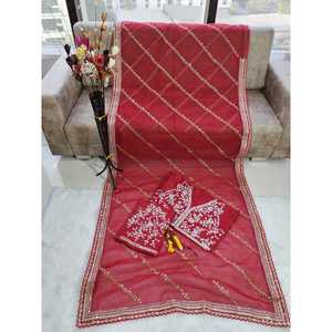 Fancy Multi-Work <b>Saree</b> with Beautiful Sequence & Zari Wrap Enhanced Indian Traditional Fashion - Product Image 4