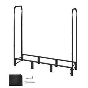 Porta Legna da Esterno da 4 Piedi con Copertura Impermeabile, Supporto in Metallo per Tronchi con Capacità Massima di 400 libbre, Contenitore Impermeabile per Legna da Ardere - Product Image 1