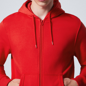 Custom <b>Men</b>’s <b>Red</b> Full Zip Blank <b>Hoodie</b> with Drawstring Hood and Split Kangaroo Pockets Casual Sweatshirt - Product Image 3