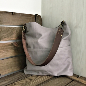 Sac fourre-tout pliable en cuir et toile, vintage, grande capacité, sac à bandoulière, sac de voyage, sac de travail, sac de shopping, durable, élégant, LCTB-0002 - Product Image 1