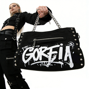 Bolso de Hombro de Diseño de Alta Gama para Mujer, Cartera de Lona Negra de PVC a la Moda, Estilo Europeo y Americano - Product Image 1
