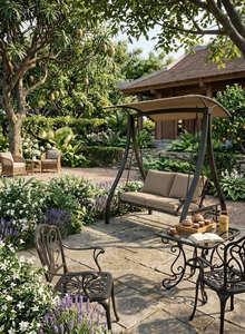 Hand-Forged Wrought Iron Garden <b>Swing</b>-European/Classical/Victorian Design Easy Assembly-Outdoor Furniture for 3 People - Product Image 5