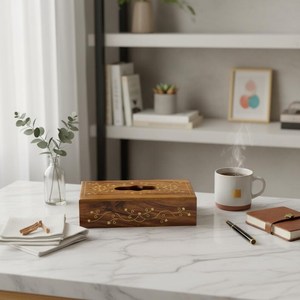 Elegant Wooden Tissue Holder for Bathroom and Bedroom - Product Image 2
