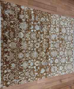Luxury Brown <b>Printed</b> Wool Viscose Area Rug Handmade Modern Carpet for Living Room <b>Bedroom</b> Home Decor - Product Image 2