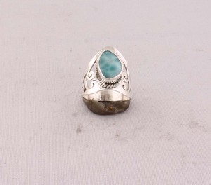 Natural Larimar <b>Ring</b> 925 Sterling Silver Vintage Style Ocean Blue Gemstone <b>Ring</b> for Women Handcrafted <b>Boho</b> Ethnic Jewelry - Product Image 4