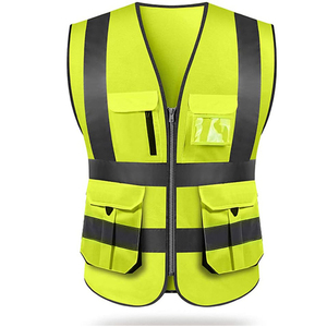 High Visibility Safety Vest with Pockets Neon Reflective Construction Workwear Zipper Vest for Industrial Utility Use - Product Image 4