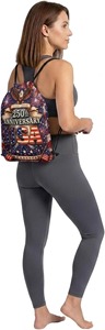 Wholesale Custom American Flag <b>Drawstring</b> <b>Backpack</b> Water Resistant Lightweight Patriotic Cinch Gym Sack For Sports Travel Bulk - Product Image 2