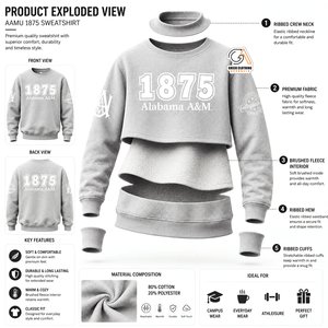 Sudadera Clásica de la Universidad A&M con Logotipo AAMU, Diseño Sólido para Todas las Temporadas, Tejido No Tejido, Bordado, Antiencogimiento, 100% Algodón, para Hombre - Product Image 5