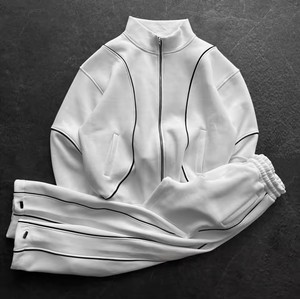 Unisex Gray Polyester Printed Tracksuit Half-<b>zip</b> Full <b>Zip</b> Solid Color Side Pockets Casual Autumn Wear Regular Fit Adult Size 2 1 - Product Image 4