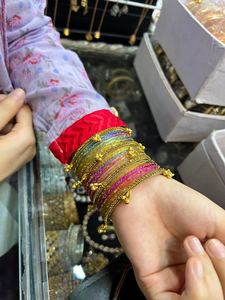 Trendy Geometric Silver Plated <b>Glass</b> <b>Bangles</b> Imitation Pearl Churiyan Set Custom Colors Wedding Party Wear - Product Image 4