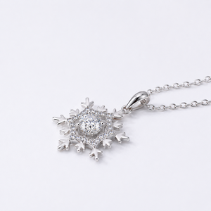 Collar Elegante para Mujer, Plata de Ley 925, Moissanita, Forma de Copo de Nieve, Certificado GRA, Uso Diario - Product Image 4