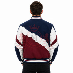 Latest Design <b>White</b> Burgundy Letterman <b>Jacket</b> Chevron Pattern Soft Fabric Modern Streetwear Style - Product Image 2