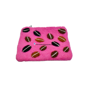 กระเป๋าเครื่องสำอางและกระเป๋าใส่ของแบบสักหลาดสีชมพู ดีไซน์หรูหรา - Product Image 1