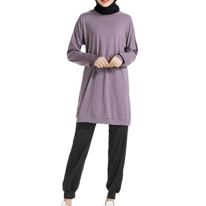 Conjunto de Dos Piezas para Mujer, Sudadera Holgada de Manga Larga, Estilo Deportivo para Todas las Temporadas, Pantalones Morados y Negros - Product Image 4
