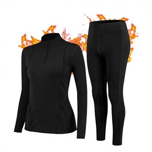 Ensemble de combinaison de ski noire pour femme, haut à manches longues avec fermeture éclair, leggings, tissu respirant et extensible, vêtements de sport - Product Image 5