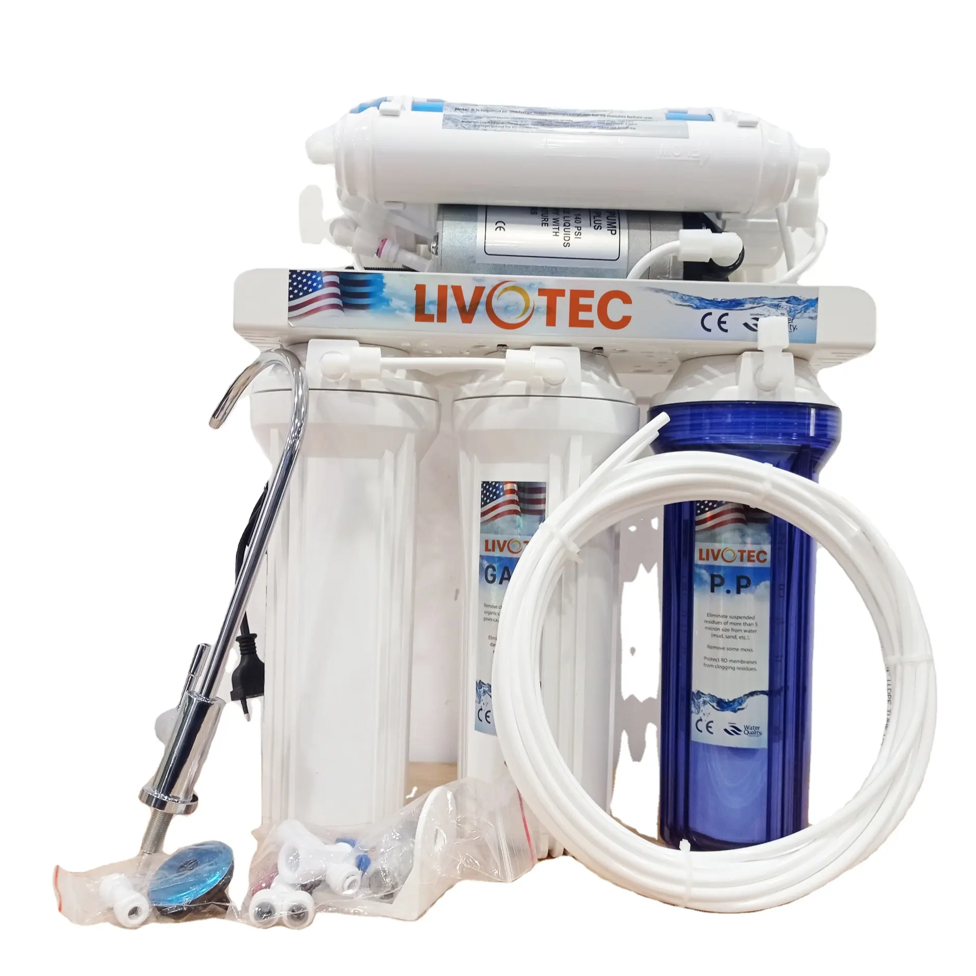 Livotec 6-giai đoạn Alkaline RO lọc nước từ Việt Nam của nhà cung cấp đáng tin cậy với PP và vật liệu nhựa cho nhà