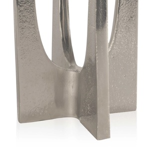 Modern Mid-Century Metal Pillar Candle Holder Geometric Tripod Taper Stand Industrial Silver Finish <b>Hurricane</b> <b>Lantern</b> for Decors - Product Image 2