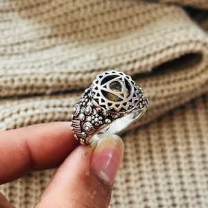 Ethnic Brass <b>Ring</b> Tribal Geometric Finger <b>Ring</b> Women Brass <b>Boho</b> <b>Ring</b> Oxidized Silver Finish - Product Image 2