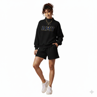 Conjunto de Dos Piezas de Punto Suave Premium para Mujer: Top de Cuello Alto de Manga Larga de Forro Polar Ecológico y Shorts hasta la Rodilla, Estilo Urbano de Invierno