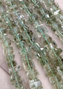 Perles de baril à facettes en améthyste verte naturelle, qualité AAA, perles en vrac pour la fabrication de bijoux, centre de vente en gros, percées - Product Image 5