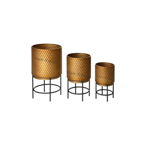 Gold Iron Powder Coated Durable Multi-Purpose Modern Classic Outdoor & Indoor Floor Planter with Drainage - Product Image 3