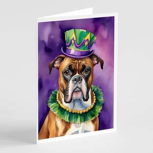 Boxer King of Mardi Gras Whimsical A7 Tarjetas de felicitación en blanco Paquete de 8 con sobres 5x7 Tamaño de nota - Product Image 1