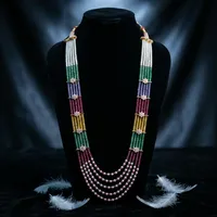 Ensemble de colliers en perles d'imitation multicolores à 5 couches, plaqué or, style floral ethnique, bijoux de mariage tendance pour femmes