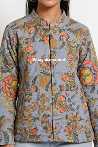 Veste en coton premium matelassée à broderies florales et imprimés indiens, modèle 2026, très prisée, écologique, pour femme, prix usine - Product Image 4