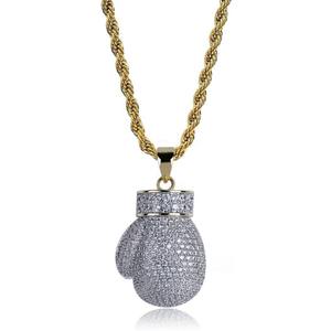 Nuevo Collar con Colgante de Boxeo Hip Hop, Joyería con Incrustaciones de Diamantes Micro Pave, Material de Latón Chapado en Oro, el Mejor Regalo para Hombre - Product Image 2
