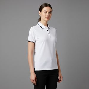 Wholesale 100% cotton Women's Polo Shirts Custom embroidered logo Breathable Short sleeve solid <b>colour</b> comfortable ladies polo - Product Image 4