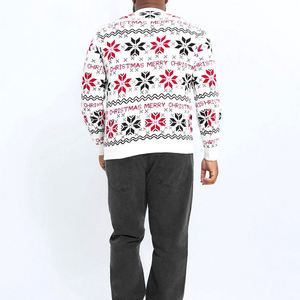 Suéter Navideño de Punto para Hombre, Rojo y Negro, Estilo Pullover, Manga Larga, Material Acrílico, con Agujeros - Product Image 2