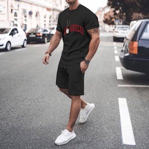 Ensemble unisexe personnalisé deux pièces : T-shirt et short à motif floral en coton, assorti, décontracté, style streetwear d'été, respirant, vente en gros, marque privée - Product Image 3