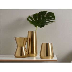 Moderno y Lujoso Florero Cilíndrico de Metal Dorado y Cobre, Centro de Mesa para Decoración de Bodas, Estilo Nórdico, Maceta Decorativa para Interiores - Product Image 3